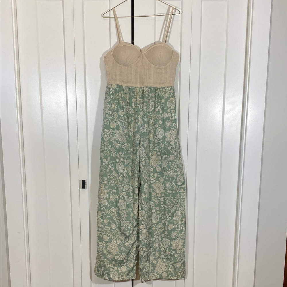 Floral Green and Cream Jumpsuit